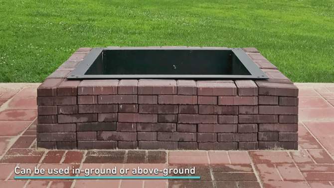 Sunnydaze Outdoor Heavy-Duty Steel Portable Above Ground or In-Ground Square Fire Pit Liner Ring - Black, 2 of 12, play video