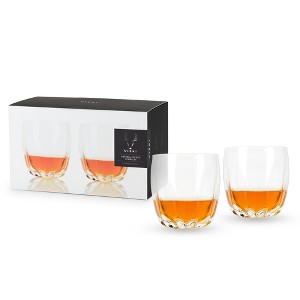 Viski Cactus Crystal Tumblers Set of 2, Lead-Free Premium Crystal Clear Glass, Stylish Lowball Cocktail Glasses, Cocktail Glass Gift Set, 11 oz - 1 of 4
