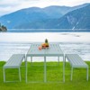 Aoodor 3-Piece Outdoor Patio Dining Set, Aluminum Furniture Set with 1 Rectangular Picnic Table and 2 Benches for Garden, Lawn, Yard - 3 of 4