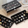 3-Drawer Earring Organizer Box, Clear Velvet Jewelry Storage Tray for Earring Studs and Rings, Black - 3 of 4