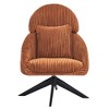 Corduroy Swivel Upholstered High Back Accent Chair with Pillow and Thick Cushion - 2 of 4