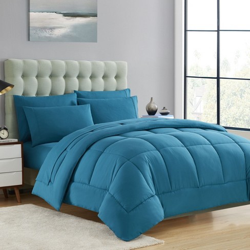 Bed-in-a-bag Solid Color Comforter & Sheet Set Soft All Season Bedding ...