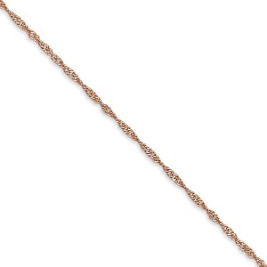 Black Bow Jewelry 1mm 14K Rose Gold Solid Singapore Chain Necklace - 1 of 4