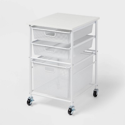 Image of Steel File Utility Cart White - Brightroom™: Rolling Storage with Casters, Under Desk Organizer, Powder-Coated Steel