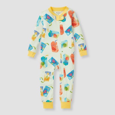 Image of Burt's Bees Baby® Baby Boys' Juice Box Cotton Snug Fit Footed Pajama - Yellow/Green 6-9M
