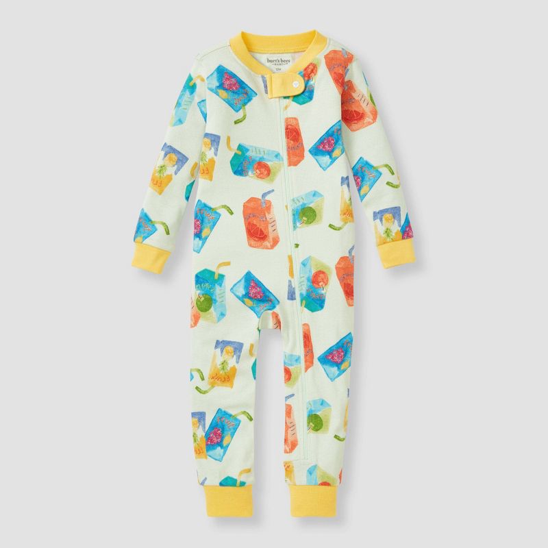 Burt's Bees Baby® Baby Boys' Juice Box Cotton Snug Fit Footed Pajama - Yellow/Green, 1 of 4