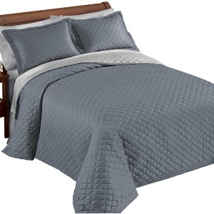 Collections Etc Classic Elegant Reversible 3-Piece Bedspread Set - 1 of 3