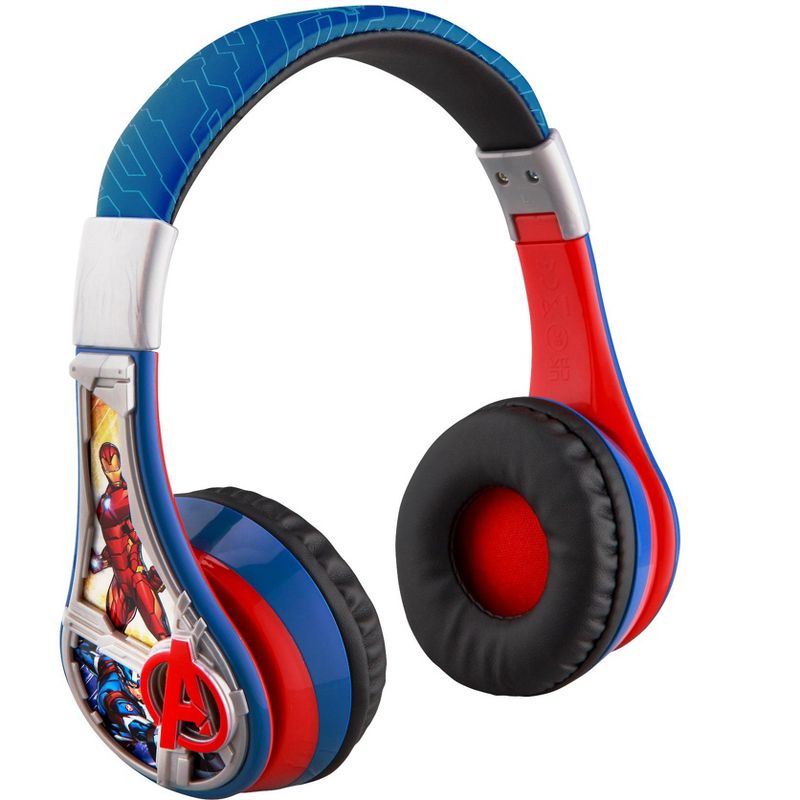 eKids Marvel Avengers Bluetooth Headphones for Kids, Over Ear Headphones with Microphone -  Blue (AV-B52.EXV22), 1 of 6