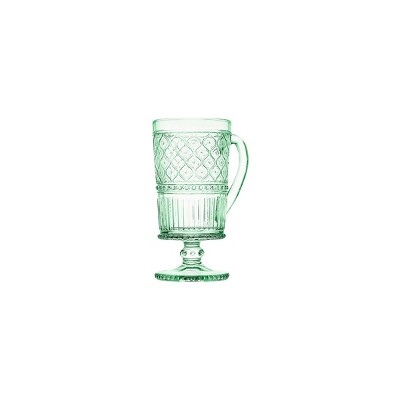 Claro Green Embossed Crystal Footed Coffee Mugs, Set of 4