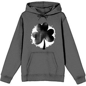 St Pats Clover Long Sleeve Adult Hooded Sweatshirt - 1 of 2