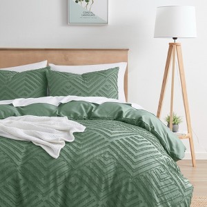 Nestl 3 Piece Tufted Boho Duvet Cover, Textured Duvet Cover Set with Zipper Closure - 1 of 4