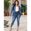 Women's Plus Size Cropped Long Sleeve Casual Denim Jean Jackets with Pocket - Agnes Orinda - 3 of 4