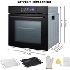 coucheta 24'' Built In Single Wall Oven, 2.5 Cu.Ft. Electric Steam Oven With 8 Baking Modes, Stainless Stain Electric Convection Oven, Black - 2 of 4