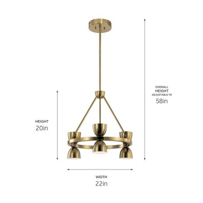 Brushed Brass Mini Outdoor LED Chandelier with Frosted Acrylic Shade