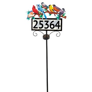 Collections Etc Birds on Branch Solar Powered Address Marker Stake - 1 of 3