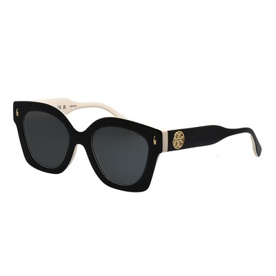 Tory Burch TY 7201U 198887 Womens Irregular Sunglasses Black/Ivory 49mm