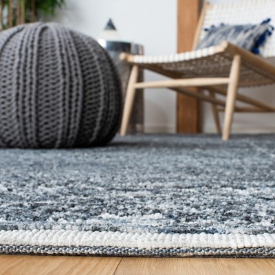 Handmade Blue Wool Tufted Rectangular 4' x 6' Rug