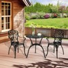 3-Piece Patio Bistro Set: 2 Cast Aluminum Chairs & Cafe Table with Umbrella Hole - All-Weather, Rust-Resistant for Porch, Backyard, Garden - 2 of 4