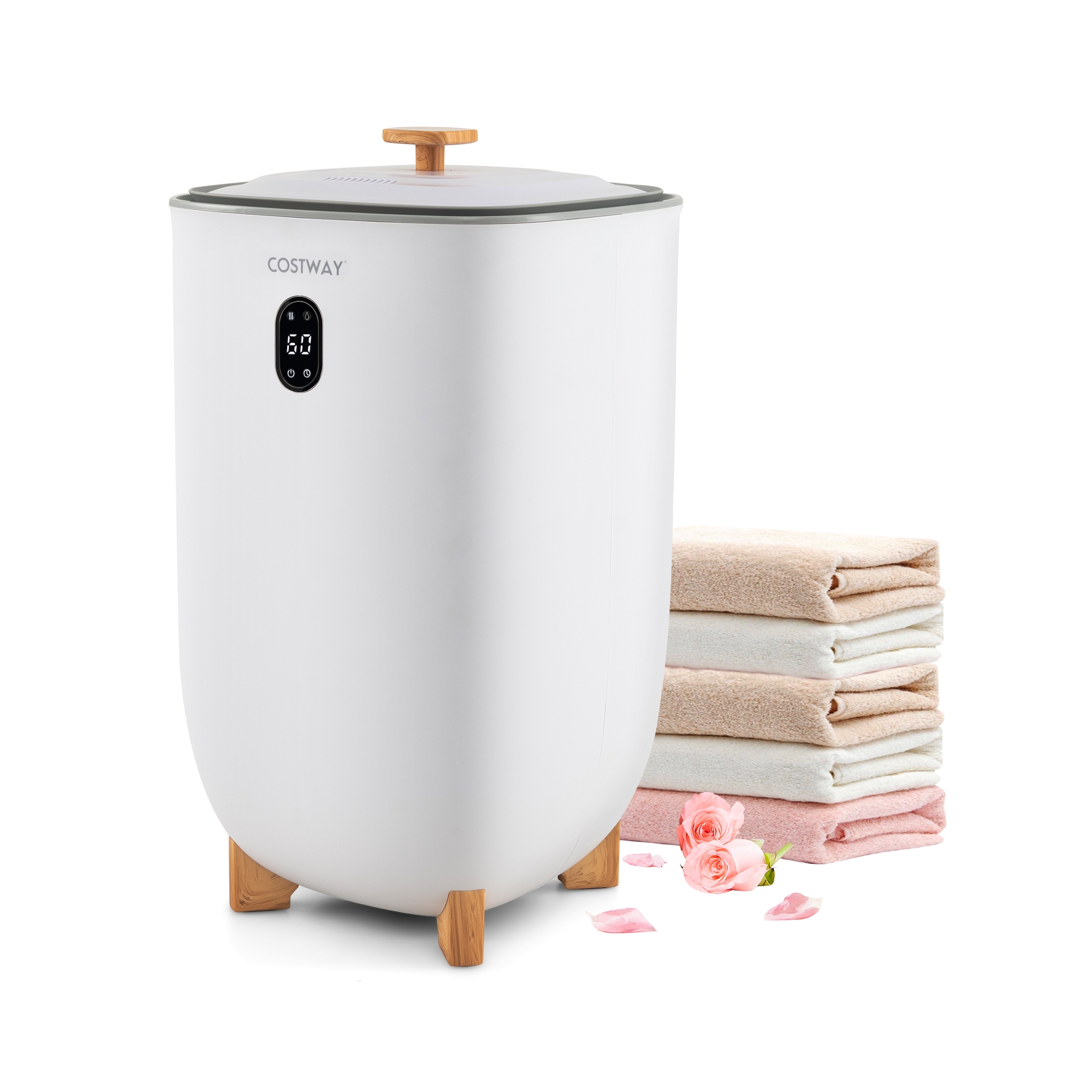 Costway 35L Large Towel Warmer Bucket Home Towel Warmer for Wet Tower White
