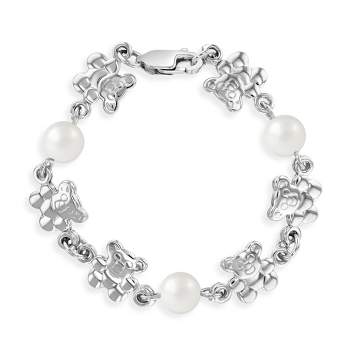 Baby Girls' Bear & Pearl Bracelet Sterling Silver - In Season Jewelry