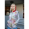 Slickblue Women's Grey Zip Hoodie with Pink Flower Print and Double Hood, Sage & Red Contrast, Size S-L - 4 of 4