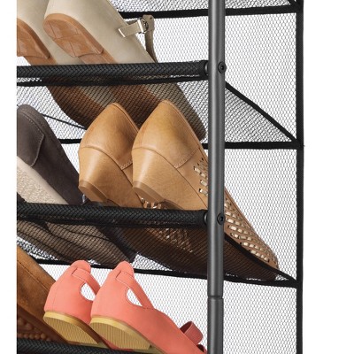 Gunmetal Gray Over-the-Door 36-Pair Shoe Rack with Mesh