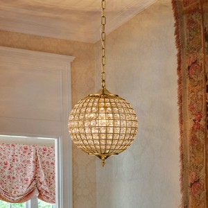 LLHZSY 1-Light 12 3/5" Brass Crystal Globe Chandelier Vintage French Pendant Lighting Fixture - 1 of 4