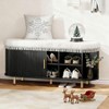 Fluted Shoe Racks, Shoe Storage Bench with Cushion Adjustable Shelf Sliding Door Two Tier Rack Entryway Organizer - 2 of 4