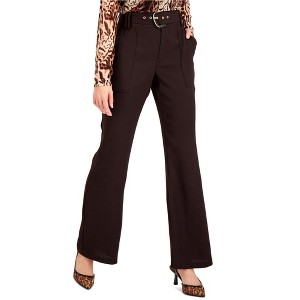 I.N.C International Concepts Womens Belted Casual Wide Leg Pants, Brown, 2 - 1 of 1