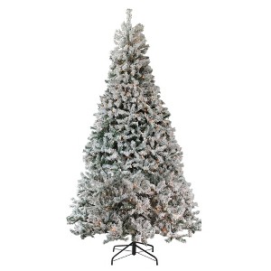 Northlight 12' Pre-Lit Heavily Flocked Pine Medium Artificial Christmas Tree - Clear Lights - 1 of 3