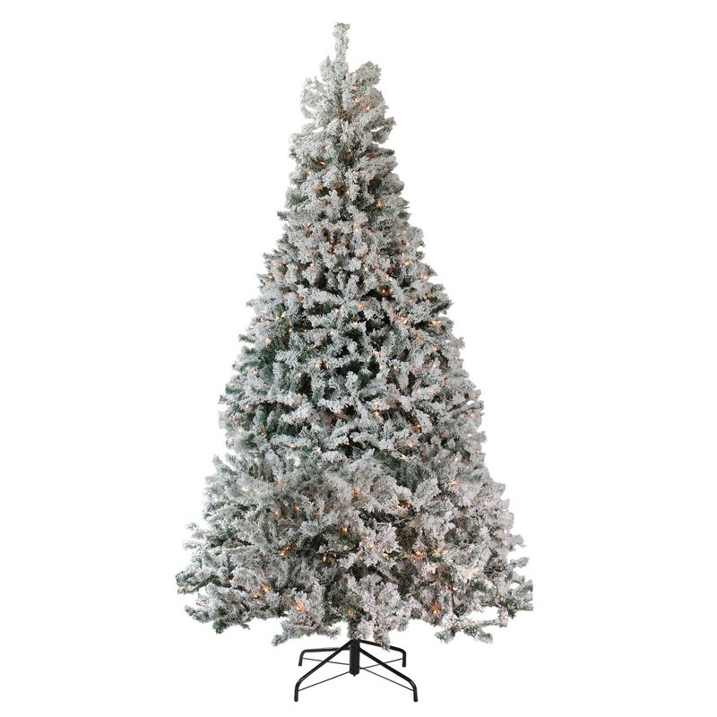 Northlight 12' Pre-Lit Heavily Flocked Pine Medium Artificial Christmas Tree - Clear Lights, 1 of 4