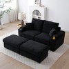 VYNXARIA Loveseat with Ottomans,Corduroy Fabric Modular Sectional Sofa,Comfy Deep Plush Couch with Ottomans and Two Pillows,Black - 3 of 4