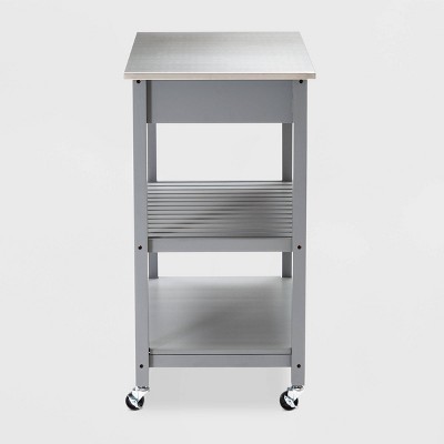 Gray Stainless Steel Top Kitchen Cart with Storage