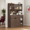 VANIRROR 71" Tall Kitchen Pantry Storage Cabinet, Large Display Cabinet with Glass Doors & Microwave Stand – Bakers Rack for Kitchen, Pantry - 2 of 3