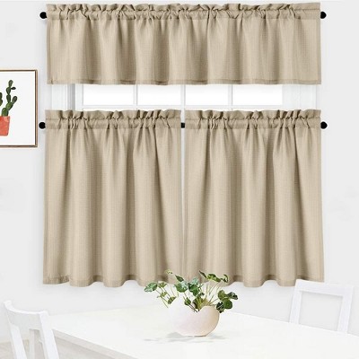 Waffle Weave Textured Solid Curtains for Bathroom Kitchen Cafe