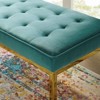 Modway Loft Gold Stainless Steel Leg Medium Performance Velvet Bench Gold Teal - 3 of 4