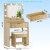 KTMBDW Fluted Makeup Vanity Desk with Mirror and Lights, Modern Vanity Table with Drawer & 3 Compartment, Dressing Table Set with Stool for Bedroom - 2 of 4