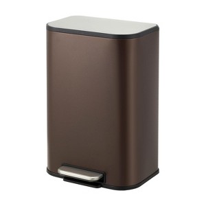 Trash Can for Kitchen, Stainless Steel Garbage Can with Soft-Close Lid, Step-On Pedal and Inner Bucket for Home Office Bathroom, Brown - 1 of 1