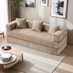 Chenille Folding Sofa Bed with Removable Cover & Pillows - 1 of 4