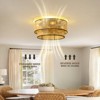 Ludomide 19" Boho Rattan Drum Flush Mount Ceiling Fans with Lights and Remote, Enclosed 2-Tier Woven Caged Low Profile Ceiling Fans for Kitchen - 2 of 4