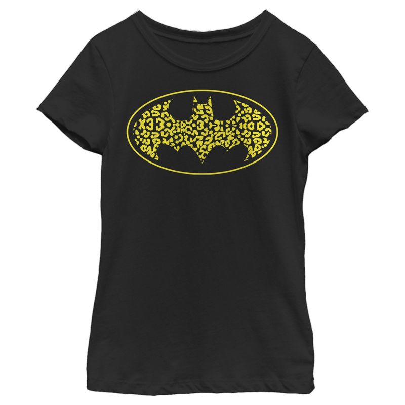Girl's Batman Cheetah Print Logo T-Shirt, 1 of 5