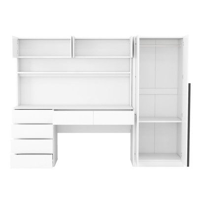 NicBex 67.40"H Armoire Desk Wardrobe Closet Storage Cabinet with 2 Doors & Shelves & 5 Drawers for Bedroom