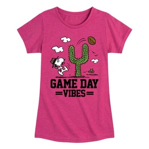 Girls' - Peanuts - Game Day Vibes Fitted Short Sleeve Graphic T-Shirt - 1 of 4