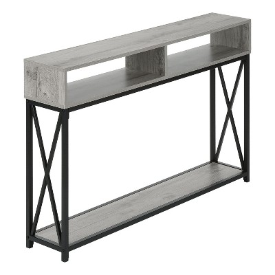 Monarch Specialties Accent Table Console Entryway Narrow Sofa Living Room Bedroom Grey Laminate Black Metal Contemporary Modern