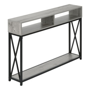 Monarch Specialties Accent Table Console Entryway Narrow Sofa Living Room Bedroom Grey Laminate Black Metal Contemporary Modern - 1 of 4