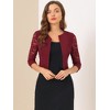 INSPIRE CHIC Women's Work Floral 3/4 Lace Trim Sleeves Open Front Bolero Shrug - 4 of 4