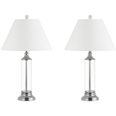 Astor 29" White and Chrome Glass LED Table Lamp Set