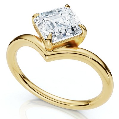 Pompeii3 1Ct V Asscher Cut Diamond Engagement Ring 14k Gold or Platinum Lab Created EF/VS