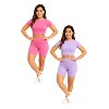 Womens Seamless 2 Piece Activewear Set- Crop Top and Biker Short - 3 of 4