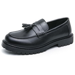 Santimon Mens Tassel Penny Loafers Casual Slip On Leather Dress Shoes Black - 1 of 4